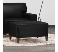 vidaXL Reposapiés otomana acolchado de cuero sintético 70x55x41 cm Negro