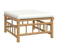 vidaXL Reposapiés de jardín bambú con cojín Blanco Crema, Taburete, otomana, reposapiés de Exterior, reposapiés, Taburete otomana, reposapiés de Patio