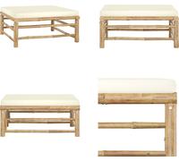 vidaXL Reposapiés de jardín con cojín, color crema, de bambú - Reposapiés - Banqueta para los pies - Benches para los pies - Reposapiés