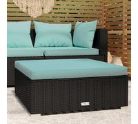 vidaXL Reposapiés de jardín con cojín ratán sintético gris 70x70x30 cm