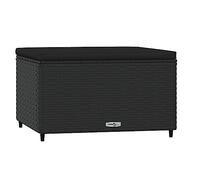 vidaXL Reposapiés de jardín con cojín ratán sintético Negro, taburetes, Taburete con almacenaje, Taburete de Exterior, otomana, Taburete de jardín