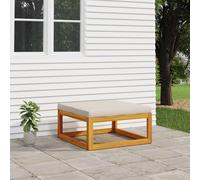 vidaXL Reposapiés de jardín madera maciza acacia con cojín gris claro
