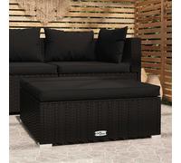 vidaXL Reposapiés de jardín y cojín ratán sintético negro 70x70x30 cm