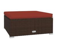 vidaXL Reposapiés de Jardín y Cojín Taburete Otomana Puf Mueble Exterior Patio Fuera Casa Aire Libre para Familia Ratán Sintético Marrón