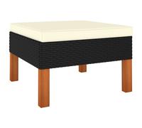 vidaXL Reposapiés de ratán sintético y madera maciza de eucalipto