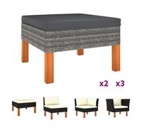 vidaXL Reposapiés de ratán sintético y madera maciza de eucalipto Negro
