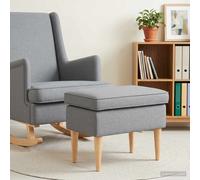 vidaXL Taburete, gris claro, 55 x 35 x 41 cm, tapizado en tela