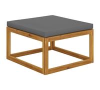 vidaXL Reposapiés madera maciza de acacia con cojín gris oscuro
