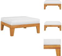 vidaXL: Reposapiés modular con cojines color crema, fabricado en madera de acacia maciza. Elementos para sofá de jardín