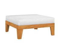 Vidaxl reposapiés modular y cojín crema madera maciza de acacia