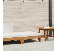 Vidaxl reposapiés modular y cojín crema madera maciza de acacia