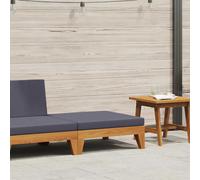 Vidaxl reposapiés modular y cojín gris ocuro madera maciza de acacia
