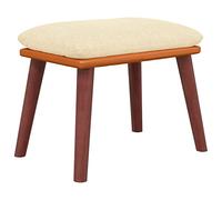 vidaXL Reposapiés, Taburete de Sofá, Otomana con Patas de Madera, Asiento para Salón Dormitorio, Tela y Cuero Sintético Color Crema 45x29,5x35 cm