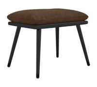 vidaXL Reposapiés, Taburete de Sofá, Otomana con Patas de Metal, Asiento para Salón Dormitorio, Tela y Cuero Sintético Marrón 45x29,5x35 cm