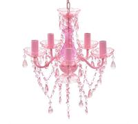 vidaXL Lámpara de techo Araña de cristal 5 bombillas rosa