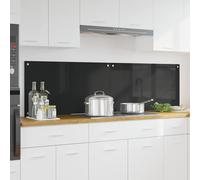 vidaXL Salpicadero de cocina 2 pcs Negro 90 x 50 cm vidrio templado