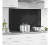 vidaXL Salpicadero de cocina Negro 100 x 60 cm vidrio templado