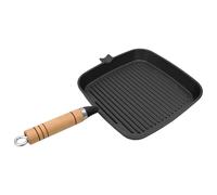 vidaXL Sartén parrilla de hierro fundido con mango de madera 20x20 cm