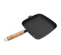 vidaXL Sartén de parrilla de hierro fundido BBQ con mango de madera