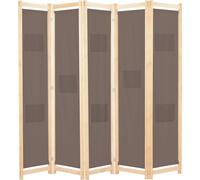 vidaXL: Separador de ambientes de 5 piezas, color marrón, 200 x 170 x 4 cm, tela. Separador de ambientes, divisor de ambientes plegable, paneles divisorres plegables, mampara divisoria