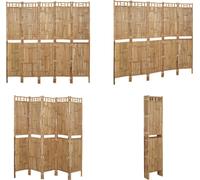vidaXL, separador de ambientes de bambú, 5 piezas, 200x180 cm - Separador de ambientes - Biombo - Divisor de espacios - Panel divisor