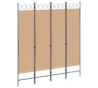 vidaXL Separador de habitación de 4 paneles Beige 160 x 180 cm Tela