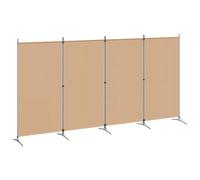 vidaXL Separador de habitación de 4 Paneles Beige 346 x 180 cm Tela, Salón, Divisor Moderno Rectangular, partición Plegable, Pantalla para privacidad en Espacios compactos