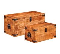 vidaXL Set de baúles para almacenaje de madera maciza de mango – 2 unidades