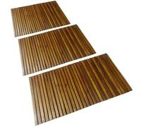 vidaXL Set 3 alfombras de acacia para el baño, 80 x 50 cm