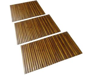 vidaXL Set 3 alfombras de acacia para el baño, 80 x 50 cm