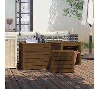 vidaXL Set cajas de jardín 3 pzas madera maciza pino gris marrón miel