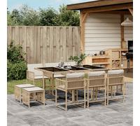 vidaXL Set comedor de jardín 11 pzas con cojines ratán sintético beige