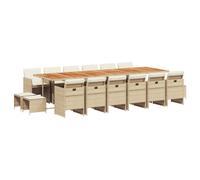 vidaXL Set comedor de jardín 17 pzas con cojines ratán sintético beige