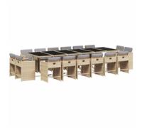 vidaXL Set comedor de jardín 17 pzas con cojines ratán sintético beige