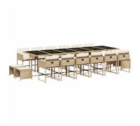 vidaXL Set comedor de jardín 17 pzas con cojines ratán sintético beige