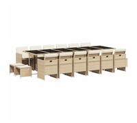 vidaXL Set comedor de jardín 17 pzas con cojines ratán sintético beige