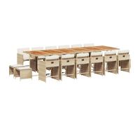 vidaXL Set comedor de jardín 17 pzas con cojines ratán sintético beige