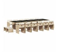 vidaXL Set comedor de jardín 17 pzas con cojines ratán sintético beige