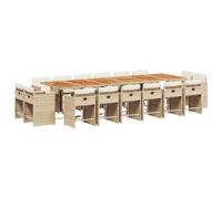 vidaXL Set comedor de jardín 17 pzas con cojines ratán sintético beige