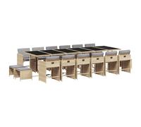 vidaXL Set comedor de jardín 17 pzas con cojines ratán sintético beige