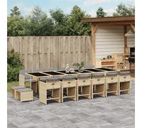 vidaXL Set comedor de jardín 17 pzas con cojines ratán sintético beige