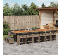 vidaXL Set comedor de jardín 17 pzas y cojines ratán sintético gris