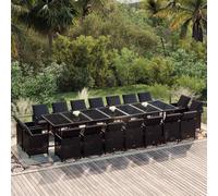 vidaXL Set comedor de jardín 19 pzas con cojines ratán sintético negro