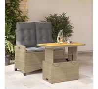 vidaXL Set comedor de jardín 2 pzas con cojines ratán sintético beige