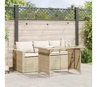 vidaXL Set comedor de jardín 2 pzas con cojines ratán sintético beige