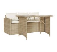 vidaXL Set comedor de jardín 2 pzas con cojines ratán sintético beige