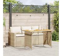 vidaXL Set comedor de jardín 2 pzas con cojines ratán sintético beige