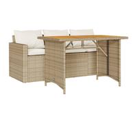 vidaXL Set comedor de jardín 2 pzas con cojines ratán sintético beige