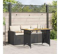 vidaXL Set comedor de jardín 2 pzas con cojines ratán sintético negro