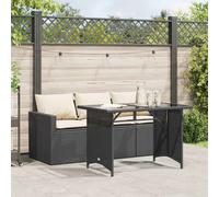 vidaXL Set comedor de jardín 2 pzas con cojines ratán sintético negro